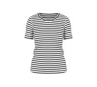 Marc Cain Damen T-Shirt aus Baumwoll-Ripp, schwarz, Gr. 38