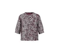 Marc Cain Relaxed Fit T-Shirt aus Viskose-Mix mit Allover-Animal-Print in Bordeaux, Größe 44