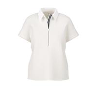 Marc Cain - Geripptes Polo-Shirt aus Satin - Größe 34 - weiß