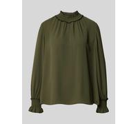 Marc Cain Loose Fit Langarmbluse mit Mock Neck in Khaki, Größe 40