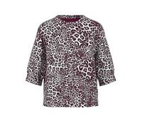Marc Cain Relaxed Fit T-Shirt aus Viskose-Mix mit Allover-Animal-Print in Bordeaux, Größe 36