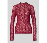 Marc Cain Slim Fit Longsleeve in semitransparentem Design in Kirsche, Größe 34