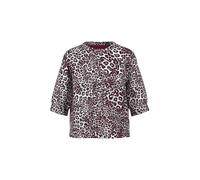 Marc Cain Relaxed Fit T-Shirt aus Viskose-Mix mit Allover-Animal-Print in Bordeaux, Größe 44
