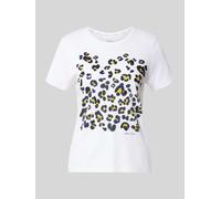 Marc Cain T-Shirt mit Pailettenbesatz in Weiss, Größe 46