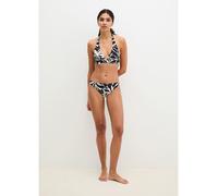 Bikini-Hose MARC O'POLO "Abstract Floral AOP", Damen, Gr. M (40), N-Gr, schwarz, weiß cotton print, Obermaterial: 84% Polyamid, 16% Elasthan, Badehosen Bikini-Hose (41200214-M) schwarz, weiß cotton pr