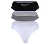 Marc O Polo Damen Strings, 3er Pack - Logobund, Organic Cotton Stretch, Basic Weiß/Grau/Schwarz XL