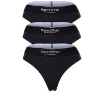 Marc O'Polo Damen String Essentials 3er-Pack – 95% Baumwolle/5% Elasthan, Logobund – Schwarz XS
