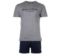 Marc O Polo Herren Schlafanzug - 2-tlg. Pyjama Set, kurz, Rundhalsausschnitt, Organic cotton Grau/Dunkelblau XXL
