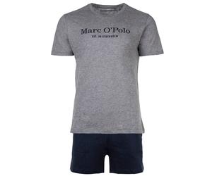 Marc O Polo Herren Schlafanzug - 2-tlg. Pyjama Set, kurz, Rundhalsausschnitt, Organic cotton Grau/Dunkelblau XXL