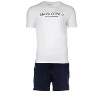 Marc O Polo Herren Schlafanzug - 2-tlg. Pyjama Set, kurz, Rundhalsausschnitt, Organic cotton Weiß/Dunkelblau XXL