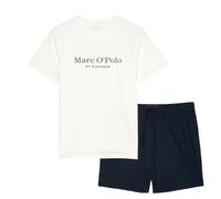 Shorty MARC O'POLO, Herren, Gr. L, weiß, Jersey, Obermaterial: 100% Baumwolle, bequem kurz, Rundhals, Homewear-Sets Shorty, Kurzarm, Shorts, Rundhalsausschnitt, Baumwolle (90832758-L) weiß
