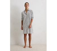 Nachthemd MARC O'POLO "Mix-n-Match Cotton", Damen, Gr. M, N-Gr, weiß, Jersey, Obermaterial: 95% Baumwolle, 5% Elasthan, loose fit kniefrei, V-Ausschnitt, Kleider Nachthemd, dezente Knopfleiste, Langar