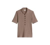 Poloshirt MARC O'POLO "mit TENCEL™ Modal", Damen, Gr. S, chalky braun, Obermaterial: 58% Baumwolle, 38% Modal, 4% Elasthan, unifarben, slim fit, Shirts (24577259-S) chalky braun