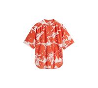 Marc O'Polo Damen Kurzarmbluse mit Allover-Print, leicht - Mehrfarbig (Orange/Multi) Größe 36