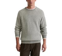 Rundhalspullover MARC O'POLO "aus weichem Baumwoll-Schurwoll-Mix", Herren, Gr. XL, cloudy grau melange, Obermaterial: 71% Baumwolle, 19% Schurwolle, 10% Polyamid, unifarben, Rundhals, Pullover Rundhal