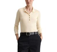 Langarm-Poloshirt MARC O'POLO "aus Organic-Cotton-Modal-Mix", Damen, Gr. M, raw cream, Obermaterial: 52% Baumwolle, 48% Modal, unifarben, regular fit, normaler Saum, Shirts (42817110-M) raw cream