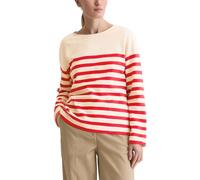 Langarmshirt MARC O'POLO "aus garngefärbtem Heavy-Slub-Jersey", Damen, Gr. S, medium rot, Obermaterial: 100% Baumwolle, gestreift, Basic, relaxed fit, Rundhals, normaler Saum, Shirts Langarmshirt (681