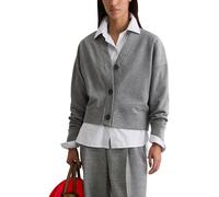 Sweatjacke MARC O'POLO "mit Rippstrick-Bund", Damen, Gr. S, warm granite melange, Obermaterial: 100% Baumwolle, unifarben, relaxed fit, Rippbündchen, Sweatjacken Sweatjacke (71298069-S) warm granite m