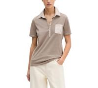 Poloshirt MARC O'POLO "mit Material-Mix-Details", Damen, Gr. XL, earthy taupe, Obermaterial: 100% Baumwolle, unifarben, slim fit, normaler Saum, Shirts (21889600-XL) earthy taupe