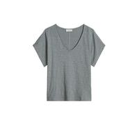 T-Shirt MARC O'POLO "aus Slub-Jersey", Damen, Gr. XS, quiet sea, Obermaterial: 100% Baumwolle, unifarben, Basic, loose fit, V-Ausschnitt, normaler Saum, Shirts T-Shirt (45194257-XS) quiet sea