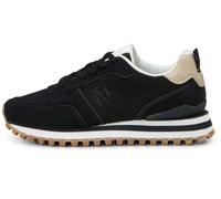 Sneaker MARC O'POLO "Bjorna", Damen, Gr. 37, nachtblau, sand, Textil, Veloursleder, kontrastfarbene Details, Schuhe Sneaker, Schnürschuh, Halbschuh, Freizeitsneaker mit Memory Foam Innensohle (6156946