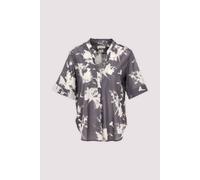 Kurzarmbluse MARC O'POLO "aus bedrucktem Baumwoll-Voile", Damen, Gr. 40, dunkelgrau, Obermaterial: 100% Baumwolle, bedruckt, regular fit normal, V-Ausschnitt, Blusen (71432332-40) dunkelgrau