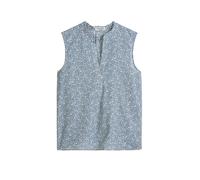 Blusentop MARC O'POLO "aus bedrucktem Baumwoll-Voile", Damen, Gr. 40, medium blau, Obermaterial: 100% Baumwolle, bedruckt, regular fit normal, V-Ausschnitt, normaler Saum, Blusen Blusentop (79896900-4