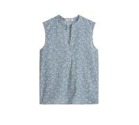Blusentop MARC O'POLO, Damen, Gr. 42, medium blau, Web, Obermaterial: 100% Baumwolle, loose fit normal, V-Ausschnitt, Blusen Blusentop, loose aus bedrucktem Baumwoll-Voile (64826908-42) medium blau