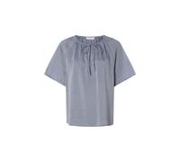 Kurzarmbluse MARC O'POLO "aus Baumwoll-Chambray", Damen, Gr. 40, blau (blau melange), Obermaterial: 100% Baumwolle, unifarben, elegant, relaxed fit normal, Kurzarm, Blusen (63139824-40) blau melange