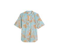 Kurzarmbluse MARC O'POLO, Damen, Gr. 36, medium blau, Web, Obermaterial: 100% Baumwolle, relaxed fit normal, V-Ausschnitt, Aufschlag, Blusen, relaxed aus bedrucktem Baumwoll-Voile (69416329-36) medium
