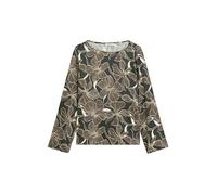 Langarmbluse MARC O'POLO "aus Viskose-Satin-Stretch", Damen, Gr. 36, schwarz braun, Obermaterial: 97% Viskose, 3% Elasthan, gemustert, loose fit normal, U-Boot-Ausschnitt, Blusen (73718252-36) schwarz