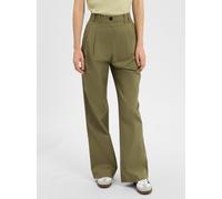 Bundfaltenhose MARC O'POLO, Damen, Gr. 36, N-Gr, forest moos, Twill, Obermaterial: 97% Baumwolle, 3% Elasthan, modisch, Hosen, weit, aus Twill, Allrounder (79282155-36) forest moos