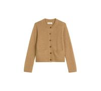 Cardigan MARC O'POLO "aus Bouclé-Garn", Damen, Gr. XL, braun (pure sand), Obermaterial: 50% Baumwolle, 35% Lama, 15% Polyamid, unifarben, casual, regular fit, Rundhals, Langarm Rippbündchen, Strickjac