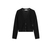 Cardigan MARC O'POLO "aus Baumwolle-Leinen-Slub-Garn", Damen, Gr. XL, schwarz, Obermaterial: 90% Baumwolle, 10% Leinen, unifarben, regular fit, V-Ausschnitt, Rippbündchen, Strickjacken (27736700-XL) s