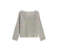 Strickpullover MARC O'POLO "aus Bio-Baumwolle-Mix", Damen, Gr. L, sanftes weiß, Obermaterial: 76% Baumwolle, 7% Viskose, 7% Polyacryl, 6% Polyester, 4% Polyamid, unifarben, U-Boot-Ausschnitt, Pullover