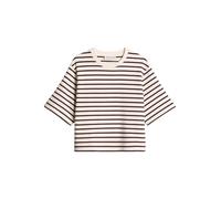 Marc OPolo Casual - Gestreiftes Kurzarm-Sweatshirt beige/braun - Gr. - S