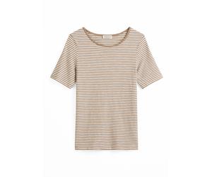Marc OPolo Casual - Gestreiftes T-Shirt regular braun/weiß - Gr. - M