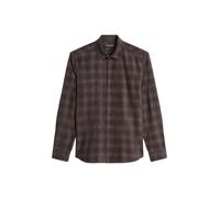 Langarmhemd MARC O'POLO "aus samtigen Bio-Baumwoll-Twill", Herren, Gr. 3XL, Normalgrößen, braun (schwarz braun), Obermaterial: 100% Baumwolle, kariert, regular fit normal, Manschette, Hemden (99247320