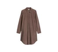 Hemdblusenkleid MARC O'POLO "in samtiger Cord-Qualität", Damen, Gr. 38, Normalgrößen, braun (stone taupe), Obermaterial: 79% Baumwolle, 21% Lyocell, unifarben, knielang, Manschette, Kleider (14477849-