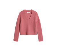 Strickpullover MARC O'POLO "aus Organic Cotton-Mix", Damen, Gr. L, pink (berry rose), Obermaterial: 74% Baumwolle, 26% Polyester, unifarben, V-Ausschnitt, Pullover Strickpullover (61504006-L) berry ro