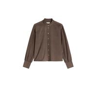 Langarmbluse MARC O'POLO "in samtiger Cord-Qualität", Damen, Gr. 40, braun (stone taupe), Obermaterial: 79% Baumwolle, 21% Lyocell, unifarben, regular fit bauchfrei, Manschette, Blusen (62822063-40) s