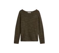 Strickpullover MARC O'POLO "aus Leinen-Baumwolle-Mix", Damen, Gr. L, mossy earth, Obermaterial: 52% Baumwolle, 48% Leinen, unifarben, U-Boot-Ausschnitt, Pullover Strickpullover (58798623-L) mossy eart