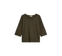 T-Shirt MARC O'POLO "aus Feinstrick-Jersey", Damen, Gr. M, grün (mossy earth), Obermaterial: 100% Baumwolle, unifarben, Basic, loose fit, U-Boot-Ausschnitt, normaler Saum, Shirts T-Shirt (36007267-M)
