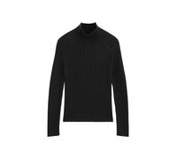 Stehkragenpullover MARC O'POLO "aus Heavy Weight Cotton", Damen, Gr. XS, schwarz (coal grau melange), Obermaterial: 100% Baumwolle, unifarben, Pullover Stehkragenpullover (68156208-XS) coal grau melan