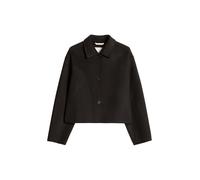 Outdoorjacke MARC O'POLO "aus hochwertigem Doubleface", Damen, Gr. 38, braun (schwarz ink), Obermaterial: 50% Wolle, 47% Polyester, 3% Sonstige Fasern, unifarben, regular fit, blind abgesteppte Kante,