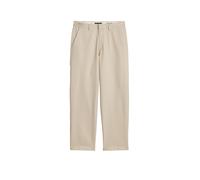 Chinohose MARC O'POLO "aus elastischem Bio-Baumwollsatin", Herren, Gr. 33, Länge 32, light oat, Obermaterial: 99% Baumwolle, 1% Elasthan, unifarben, loose fit normal, Hosen Chinohose (78831208-33) lig
