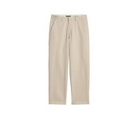 Chinohose MARC O'POLO "aus elastischem Bio-Baumwollsatin", Herren, Gr. 34, Länge 32, light oat, Obermaterial: 99% Baumwolle, 1% Elasthan, unifarben, loose fit normal, Hosen Chinohose (78831208-34) lig