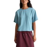 Kurzarmbluse MARC O'POLO DENIM "aus TENCEL™ Lyocell", Damen, Gr. S, blau dawn, Obermaterial: 100% Lyocell, unifarben, relaxed fit bauchfrei, Rückenausschnitt, normaler Saum, Blusen (13930759-S) blau d