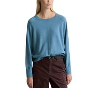 Strickpullover MARC O'POLO DENIM "aus Soft Cotton Stretch", Damen, Gr. M, blau (medium blau melange), Obermaterial: 58% Baumwolle, 25% Polyamid, 17% Polyester, unifarben, Rundhals, Pullover Strickpull