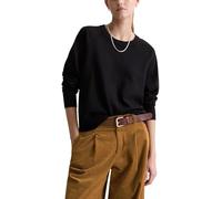 Strickpullover MARC O'POLO DENIM "aus Soft Cotton Stretch", Damen, Gr. XS, schwarz, Obermaterial: 58% Baumwolle, 25% Polyamid, 17% Polyester, unifarben, Rundhals, Pullover Strickpullover (36571333-XS)